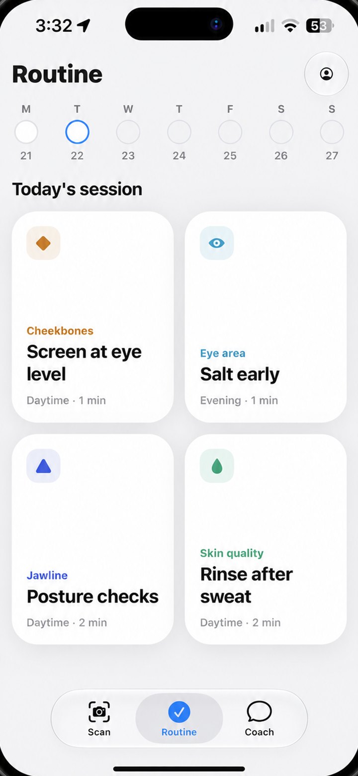 Today's routine: four short tasks, one per feature